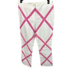 CJ Laing White Cotton Embellished Pants Size 4